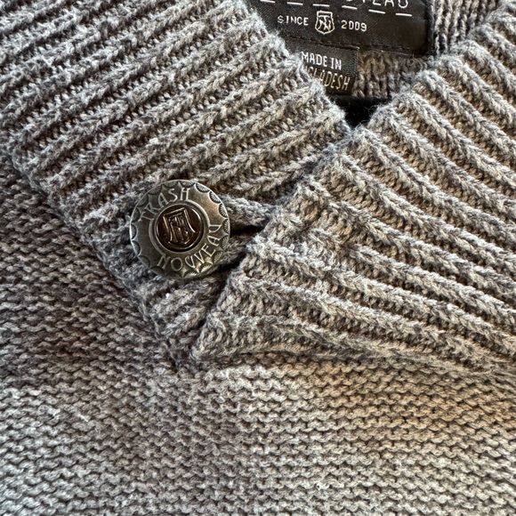 Trash Nouveau Knit Pullover Sweater Shawl Neck Mens LRG Striped Multi Color Grey - Picture 7 of 7